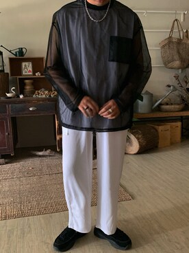 「plain-me（プレインミー）のアイテム（シューズ）」を使った、clayさん（メンズ・165cm）の夏コーディネート