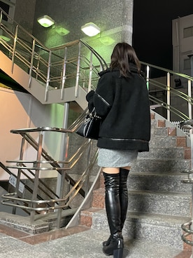 「ブーツコーデ」｜「アイテム（ブルゾン）」を使った、れいなさん（レディース・155cm）の冬コーディネート