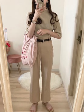 「classicalelf（クラシカルエルフ）のプリーツLOVER。2wayメロープリーツハイネック5分袖トップス（Tシャツ/カットソー）」を使った、classicalelfクラシカルエルフさん（レディース・158cm）の春コーディネート