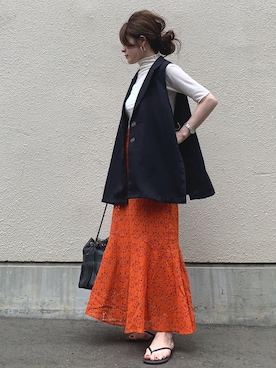 「classicalelf（クラシカルエルフ）のアイテム（ベスト）」を使った、classicalelfクラシカルエルフさん（レディース・158cm）の春コーディネート