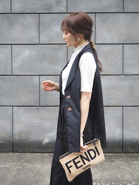 「classicalelf（クラシカルエルフ）のアイテム（ベスト）」を使った、classicalelfクラシカルエルフさん（レディース・164cm）の春コーディネート