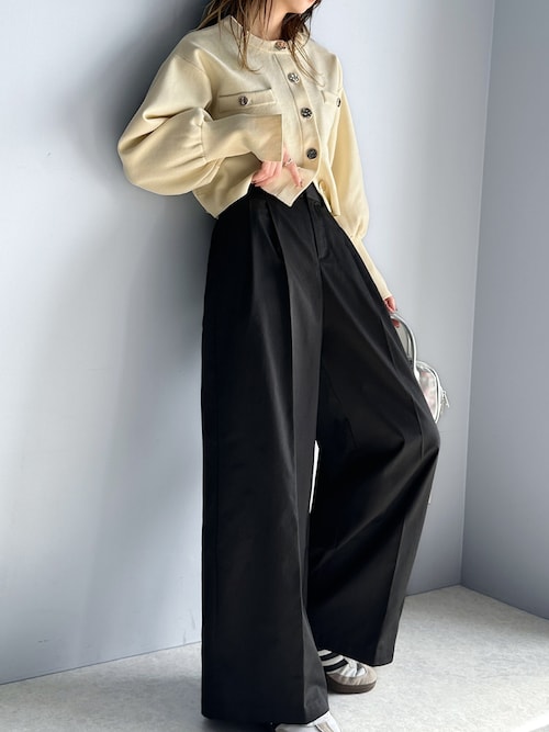 セール】上品なデザインと履き心地。タック使いワイドシルエットハイ