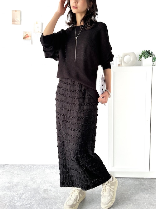 セール】旬顔コーデが完成。ジャガードレースタイトスカート