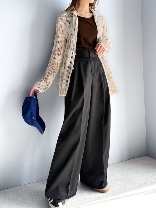 セール】上品なデザインと履き心地。タック使いワイドシルエットハイ