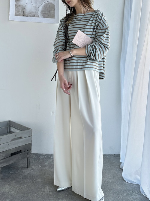 セール】すっきりシルエット。防シワ効果素材2タックハイウエスト