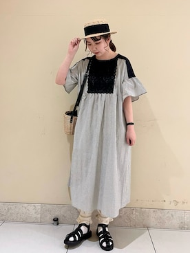 「Samansa Mos2（サマンサ モスモス）のモチーフレースワンピース（ワンピース）」を使った、ayaさん（レディース・165cm）の春コーディネート