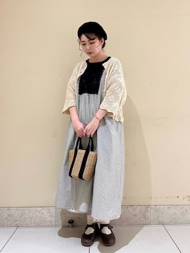 「Samansa Mos2（サマンサ モスモス）のモチーフレースワンピース（ワンピース）」を使った、ayaさん（レディース・165cm）の春コーディネート