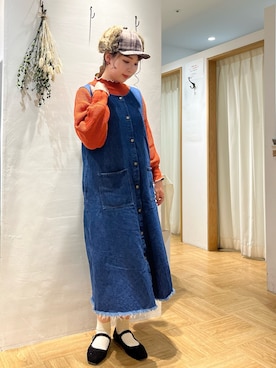 「メロートップス」｜「アイテム（ワンピース/ドレス）」を使った、ayaさん（レディース・165cm）の秋コーディネート