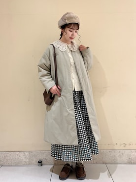 「ボア」｜「アイテム（ハンチング/ベレー帽）」を使った、ayaさん（レディース・165cm）の秋コーディネート
