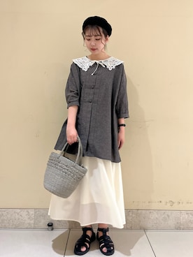 「チャイナシャツ」｜「アイテム（帽子）」を使った、ayaさん（レディース・165cm）の夏コーディネート