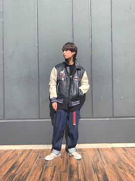 「ペインターパンツ」｜「アイテム（スタジャン）」を使った、Yuuさん（メンズ・167cm）の秋コーディネート
