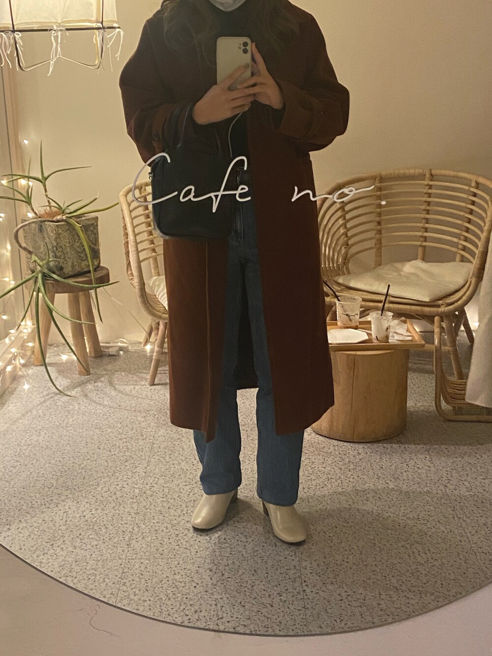 「DHOLICのアイテム（ダウンジャケット/コート、ブラウン系）」を使った、でんさん（レディース・161cm）の冬コーディネートの1枚目の写真