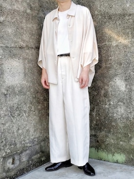 「オールホワイト」｜「アイテム（スリッポン）」を使った、kulaさん（メンズ・173cm）の夏コーディネート