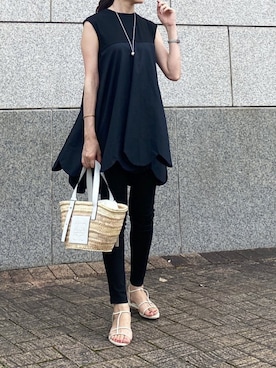 「UNIQLO（ユニクロ）のWOMEN ウルトラストレッチジーンズ（デニムパンツ）」を使った、kyoooco♡さん（レディース・162cm）の夏コーディネート