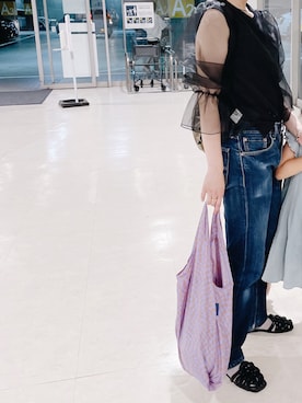 「アイテム（エコバッグ/サブバッグ、パープル系）」を使った、gyozaさん（レディース・164cm）の夏コーディネート