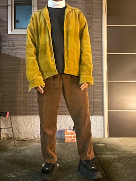 「アイテム（ミリタリージャケット、イエロー系）」を使った、ゆーたさん（メンズ・165cm）の冬コーディネート
