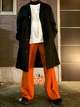 「古着好きな人と繋がりたい」｜「アイテム（トレンチコート）」を使った、ゆーたさん（メンズ・165cm）の冬コーディネート