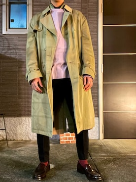 「大学生コーデ」｜「アイテム（トレンチコート）」を使った、ゆーたさん（メンズ・165cm）の冬コーディネート
