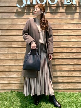 「ドレスキップ」｜「アイテム（ノーカラーコート）」を使った、E r i   さん（レディース・162cm）の秋コーディネート