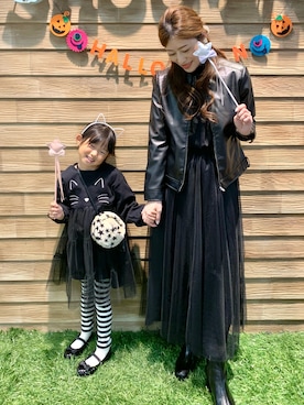 「ハロウィン」｜「アイテム（ライダースジャケット）」を使った、E r i   さん（レディース・162cm）の秋コーディネート