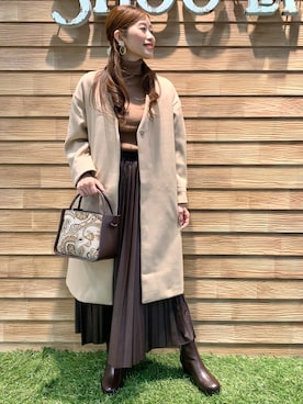 「ドレスキップ」｜「アイテム（ノーカラーコート）」を使った、E r i   さん（レディース・162cm）の秋コーディネート