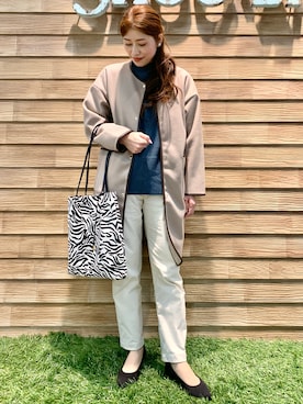 「ドレスキップ」｜「アイテム（ノーカラーコート）」を使った、E r i   さん（レディース・162cm）の冬コーディネート