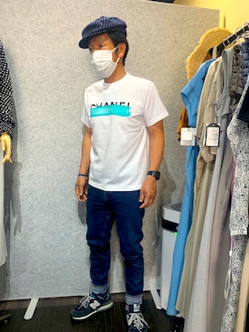 「SUGAR CANE（シュガーケーン）のアイテム（ハンチング/ベレー帽）」を使った、とっちゃんさん（メンズ・166cm）の夏コーディネート