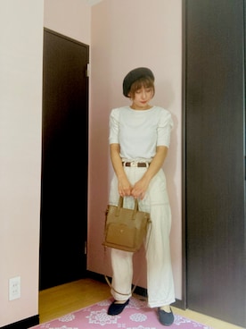 「デニムっていいよね」｜「アイテム（ハンチング/ベレー帽）」を使った、まっすーさん（レディース・158cm）の夏コーディネート