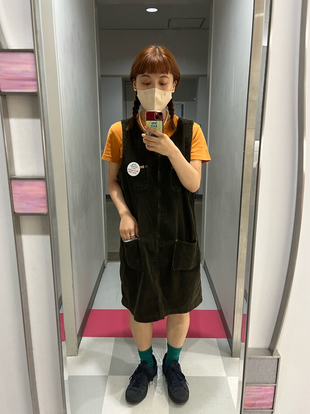 「低身長コーデ、ゆるコーデ、古着、スニーカーコーデ、ワンピース×スニーカー、ootd、夏コーデ、ラフ、シンプルコーデ、UNIQLO、used」｜「adidas Originalsのアイテム（スニーカー、ブルー系）」を使った、　アヤナさん（レディース・155cm）の春コーディネートの1枚目の写真