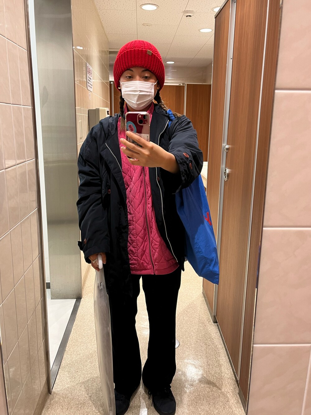 「はるコーデ、今日のコーデ、ピンクコーデ、used、ootd、古着、HAY」｜「jumpのアイテム（ブルゾン、ブルー系）」を使った、　アヤナさん（レディース・155cm）の春コーディネートの1枚目の写真