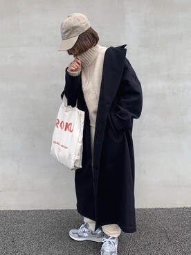 「秋トレンド2021」｜「アイテム（チェスターコート）」を使った、LINAさん（レディース・159cm）の秋コーディネート