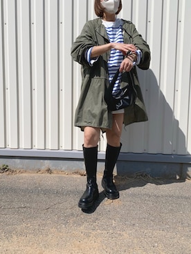 「TODAYFUL（トゥデイフル）のアイテム（ミリタリージャケット）」を使った、LINAさん（レディース・159cm）の春コーディネート