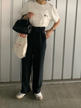 「GERMAN TRAINER（ジャーマントレーナー）のGERMAN TRAINER ジャーマントレーナー（スニーカー）」を使った、LINAさん（レディース・159cm）の夏コーディネート