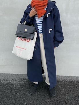 「アイテム（ダッフルコート）」を使った、LINAさん（レディース・159cm）の秋コーディネート