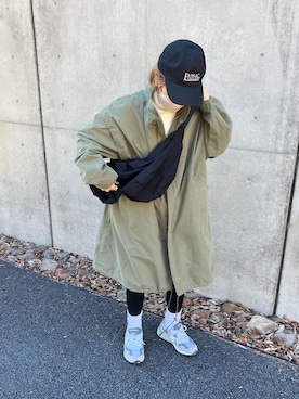 「キャップ女子」｜「アイテム（モッズコート）」を使った、LINAさん（レディース・159cm）の冬コーディネート