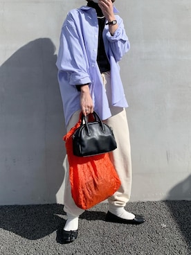 「エコバッグ」｜「アイテム（スウェットパンツ）」を使った、LINAさん（レディース・159cm）の冬コーディネート