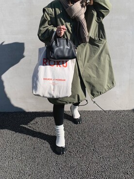 「ママファッション」｜「アイテム（モッズコート）」を使った、LINAさん（レディース・159cm）の冬コーディネート
