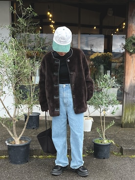 「H&M（エイチ・アンド・エム）のアイテム（ジャケット/アウター）」を使った、LINAさん（レディース・159cm）の冬コーディネート