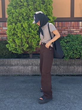 「アイテム（サンダル）」を使った、LINAさん（レディース・159cm）の夏コーディネート