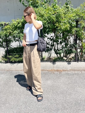 「巾着バッグ」｜LINAさん（レディース・159cm）の夏コーディネート