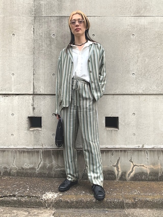 おまとめ歓迎！美品6(ROKU) CUPRA STRIPE PANTSパンツ36 6（ロク）の「＜6(ROKU)＞CUPRA STRIPE PANTS/パンツ（その他