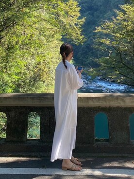 「GUコーデ」｜「アイテム（シャツワンピース）」を使った、るぴさん（レディース・155cm）の冬コーディネート