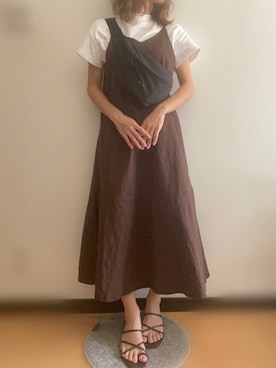 「ブラウンコーデ」｜「アイテム（ボディバッグ/ウエストポーチ）」を使った、HNさん（レディース・148cm）の秋コーディネート