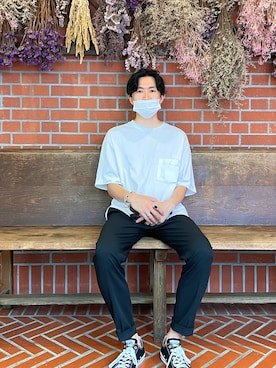 「CONVERSE（コンバース）のCONVERSE コンバース オール スター ジャパン オックス / ALL STAR J OX (BLACK) 32167431（スニーカー、ブラック系）」を使った、Shinya さん（メンズ・173cm）の夏コーディネート