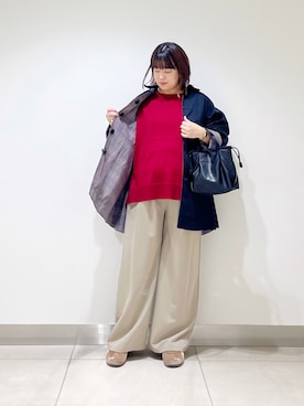 「アイテム（ステンカラーコート）」を使った、サトみ。さん（レディース・151cm）の秋コーディネート