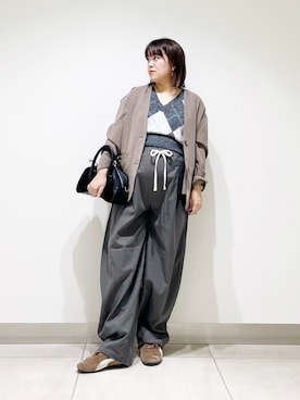 「アイテム（ノーカラージャケット）」を使った、サトみ。さん（レディース・151cm）の秋コーディネート