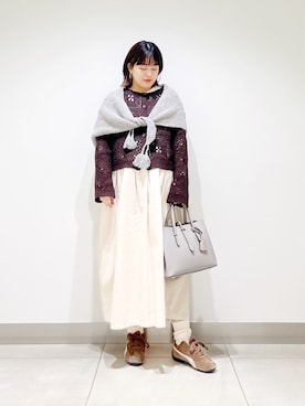 「アイテム（ストール/ショール）」を使った、サトみ。さん（レディース・151cm）の秋コーディネート