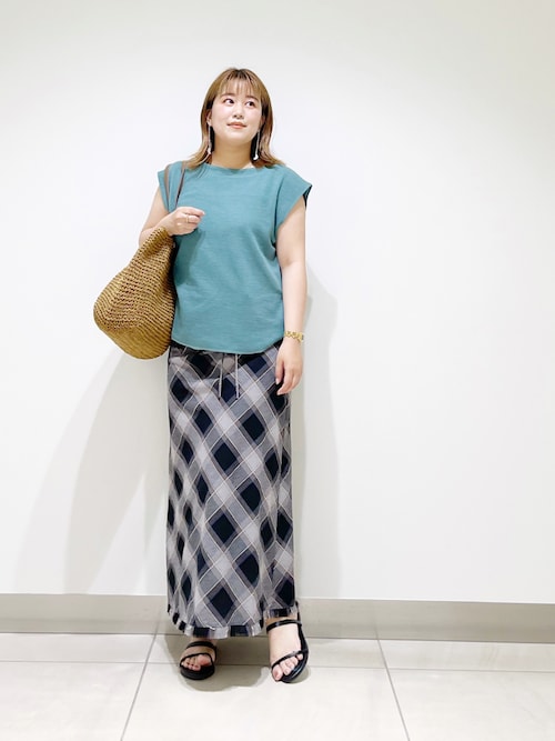 URBAN RESEARCH スカート バイアスチェックフリンジスカート