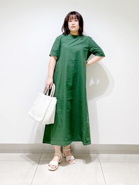 「URBAN RESEARCH DOORS（アーバンリサーチドアーズ）のリネンコットンバックリボンワンピース（ワンピース）」を使った、サトみ。さん（レディース・151cm）の春コーディネート