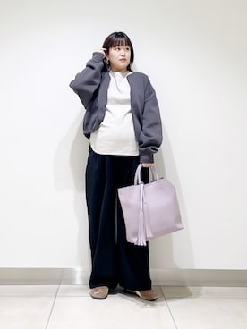 「アイテム（トートバッグ、パープル系）」を使った、サトみ。さん（レディース・151cm）の秋コーディネート